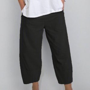 Women Cotton Pants Spring Summer Casual Pants, Pants, color:Black|size:5XL, JustFashionNow
