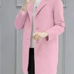 Lapel Collar Long Sleeve Plain Buckle Heavyweight Loose Coat For Women, Coats, color:Pink|size:4XL, Noracora