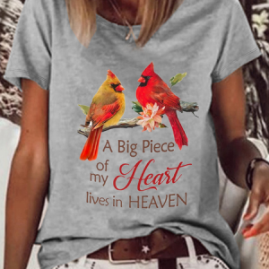 WomenвЂs A Big Piece Of My Heart Casual Crew Neck T-Shirt, T-shirts, Lilicloth.com