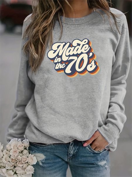 Women's Streetwear Monogram Slogan Loose Crew Neck Sweatshirt, Sweatshirts & Hoodies, color:Gray|size:3XL, JustFashionNow