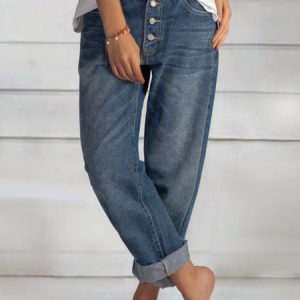 Women's Blue Casual Buttoned Basic Jeans, color:Blue|size:XS, Lilicloth.com