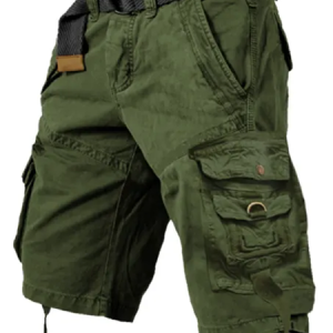 Men's Vintage Multi-pocket Drawstring Cotton Cargo Shorts, color:Army Green|size:4XL, Lilicloth.com