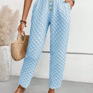 Casual Plain Natural Long Straight Pants, Pants, color:Blue|size:XXL, Noracora