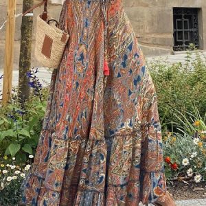 Vacation Printing Loose Skirt, Skirts, color:Multicolor|size:XXL, JustFashionNow