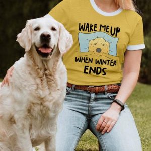 Lilicloth X Funnpaw X Manikvskhan Wake Me Up When Winter Ends Women's T-Shirt, color:Yellow|size:3XL, Lilicloth.com