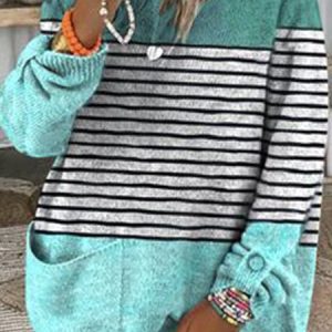 Crew Neck Striped Casual Sweater, Sweaters, color:Blue|size:XXL, JustFashionNow