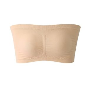 Women's Strapless Double Layer Extended Breast Wrap High Elastic Invisible Underwear Plus Size, Lingerie & Loungewear, color:Apricot|size:6XL, JustFashionNow