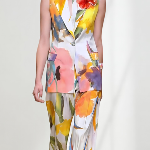 Floral Satin Regular Fit Elegant Blazer, Blazers, color:As Picture|size:XXL, Stylewe