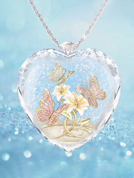 Crystal Butterfly Necklace, color:As Picture|size:One-size, Lilicloth.com