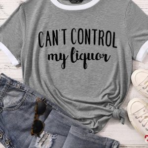 Lilicloth X Funnpaw Women's Can't Control My Liquor Matching T-Shirt, color:Gray|size:XXL, Lilicloth.com