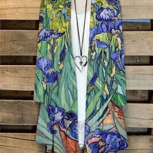 Casual Floral Loose Kimono, Kimono, color:Green|size:5XL, Noracora