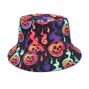 Halloween Pumpkin Ghost Fun Graphics Bucket Hat, Women Hats, color:Color3|size:One-size, JustFashionNow