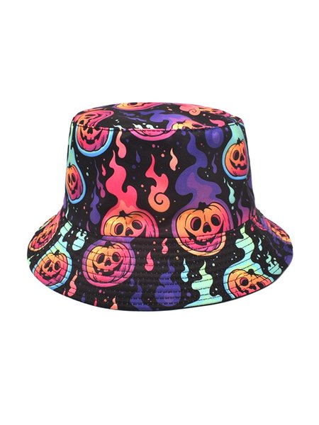 Halloween Pumpkin Ghost Fun Graphics Bucket Hat, Women Hats, color:Color3|size:One-size, JustFashionNow