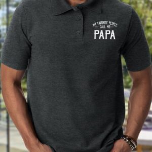 Men's My Favorite People Call Me Papa Funny Graphic Printing Text Letters Casual Polo Collar Regular Fit Polo Shirt, color:Deep Gray|size:4XL, Lilicloth.com