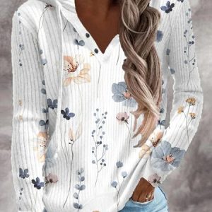 Casual Hoodie Floral Hoodie, Hoodies & Sweatshirts, color:White|size:XXL, Noracora