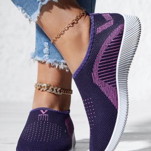 Middle Aged And Elderly Breathable Soft Sole Walking Shoes, Sneakers, color:Purple|size:40, JustFashionNow