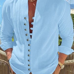 Regular Sleeve Shirt Collar Casual Shirt, Shirts ＆ Blouse, color:Sky Blue|size:3XL, JustFashionNow