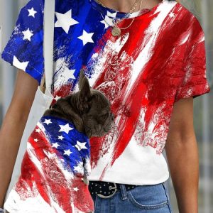 Women's patriotic American flag Print Match T-Shirt, color:As Picture|size:4XL, Lilicloth.com