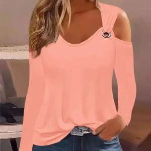 Casual V Neck Shirt, Shirts & Blouses, color:Orange|size:XXL, JustFashionNow