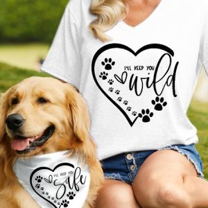 Women's Funny Word I'll Keep you Wild Cotton-Blend Matching T-Shirt, color:White|size:3XL, Lilicloth.com