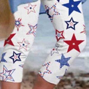 Casual Plants Regular Fit Leggings, Leggings, color:Red-Blue|size:3XL, JustFashionNow