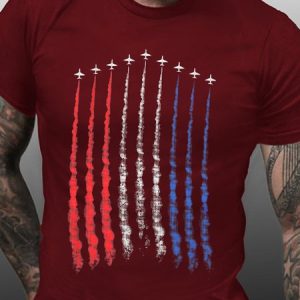 Men's Red White Blue Air Force Flyover Cotton Casual T-Shirt, T-shirts, Lilicloth.com