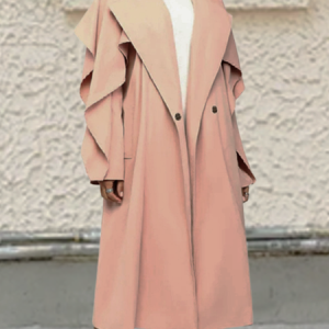 Shawl Collar Long Sleeve Plain Regular Loose Trench Coat For Women, Trench coat, color:Apricot|size:XL, Noracora