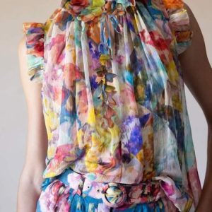 Regular Fit Vacation Random Print Others Blouse, Blouses and Shirts, color:As Picture|size:XXL, Stylewe