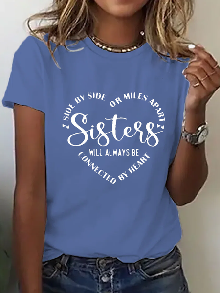 Plus Size Casual Crew Neck Short Sleeve Loose Text Letters T-Shirt, T-Shirts, color:Blue|size:4X, JustFashionNow