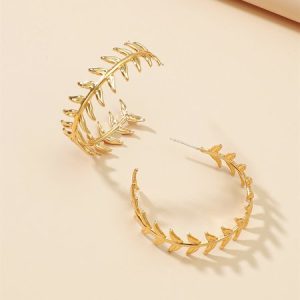 Women Minimalist Leaf Branch Shaped Stud Earrings, Earrings, color:As Picture|size:One-size, JustFashionNow