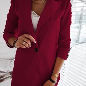 Shawl Collar Regular Fit Casual Blazer, Coats, color:Wine Red|size:3XL, JustFashionNow