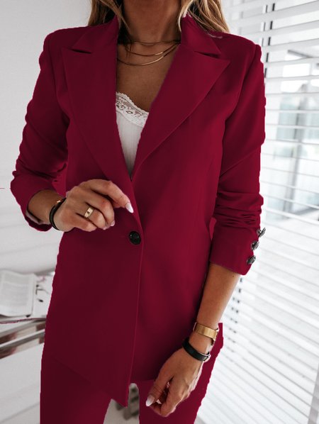 Shawl Collar Regular Fit Casual Blazer, Coats, color:Wine Red|size:3XL, JustFashionNow