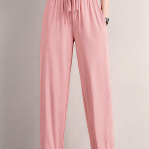 Casual Plain Long Lace-up Sweatpants & Joggers, Pants, color:Pink|size:3XL, Noracora