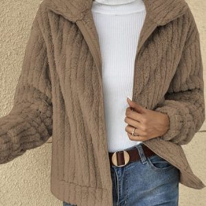 Casual Loose Others Teddy Jacket, Coats, color:Coffee|size:XXL, JustFashionNow