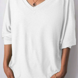 Plain Casual Loose Shirt, Shirts & Blouses, color:White|size:XXL, JustFashionNow