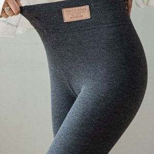 Casual Plain Fleece Natural Long Legging, Leggings, color:Gray|size:4XL, Noracora
