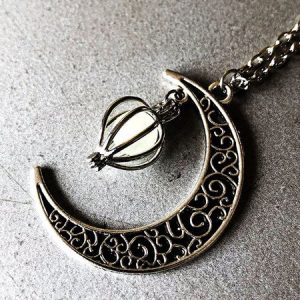 Women's Ghost hollow Moon Necklace, color:Yellow, Lilicloth.com