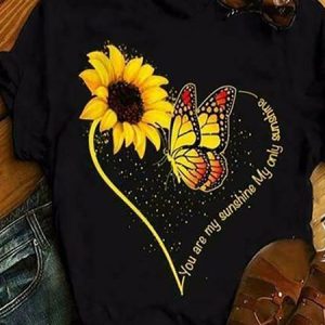 Black Floral Casual Crew Neck T-shirt, color:Black|size:XXL, Lilicloth.com