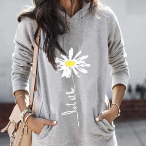 Light Gray Hoodie Casual Patchwork Printed Sweatshirt, Tops, color:Light Gray|size:3XL, Noracora
