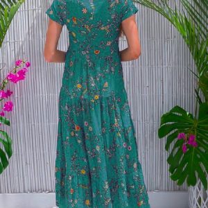 Blue Cotton-Blend Sleeveless Casual Weaving Dress, Casual Dresses, color:Dark Green|size:3XL, JustFashionNow