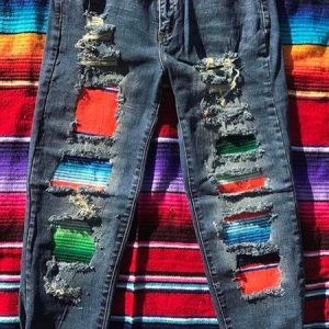 Vintage Style Ripped Straight Jean, Denim&Jeans, color:Blue|size:3XL, Noracora