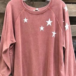 Naked Pink Star Cotton-Blend Printed Long Sleeve Sweatshirt, Hoodies & Sweatshirts, color:Naked Pink|size:XXL, Noracora