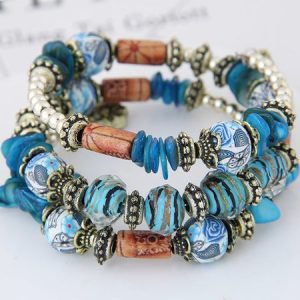 Women Fashion Bohemian Alloy Bracelet Accessories, Bracelet, color:Blue|size:One-size, Noracora