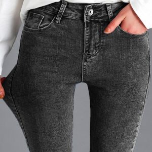 Denim Regular Fit Casual Plain Jeans, Denim&Jeans, color:Gray|size:3XL, Noracora