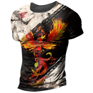 Men's Fashion Phoenix Print Short Sleeve T-shirt, T-Shirts, , COTOSEN, Apparel Online, Cheap Clothes, Buy Now
