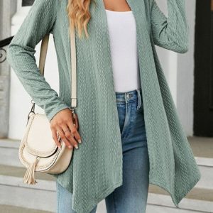 Wrap Long Sleeve Plain Regular Loose Kimono For Women, Kimono, color:Green|size:XXL, Noracora