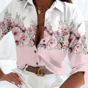 Casual Shirt Collar Loose Blouse, Shirts, color:Pink|size:XXL, catalog Noracora shop