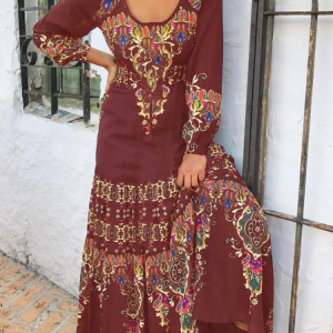 Boho U-Neck Cotton Blends Knitting Dress, Dresses, color:Red|size:XXL, JustFashionNow