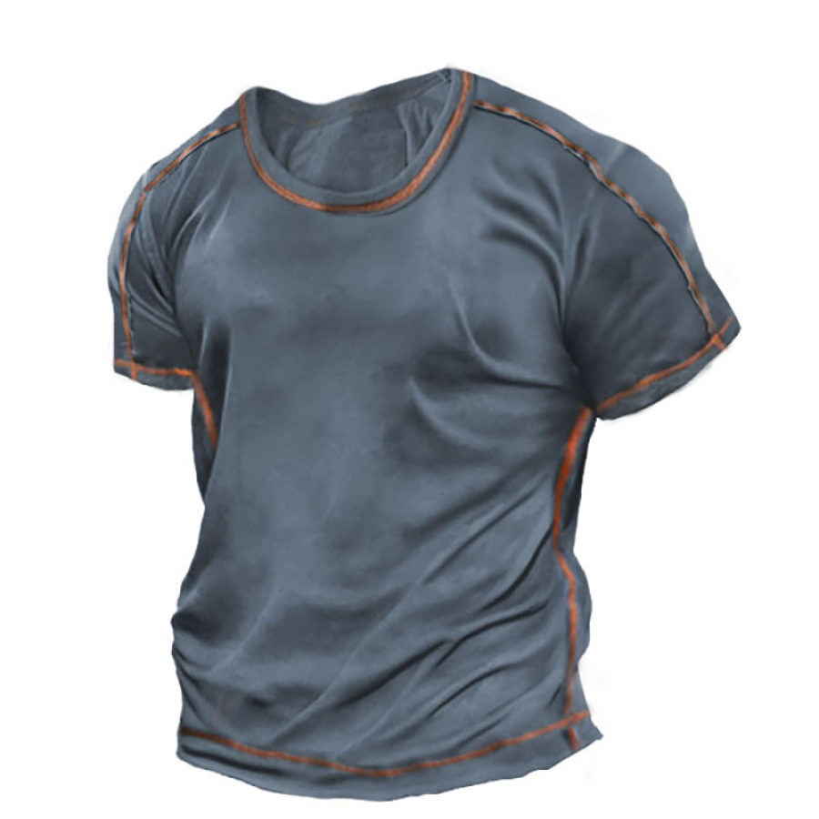 Men's Outdoor Zip Retro Print Tactical Short Sleeve T-Shirt, T-Shirts, , COTOSEN, Apparel Online, Cheap Clothes, Buy Now