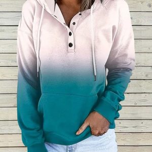 Hoodie Loose Ombre Casual Hoodie, Sweatshirts & Hoodies, color:Green|size:XXL, JustFashionNow